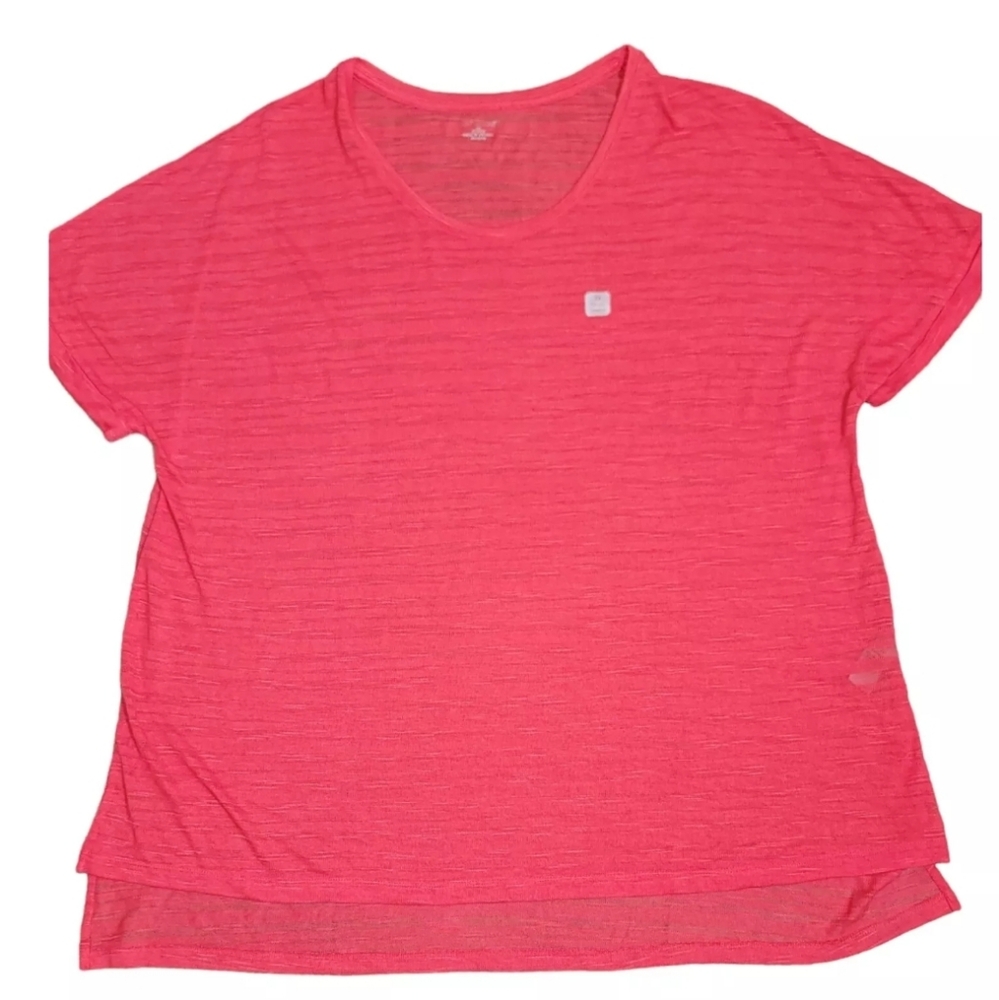 NWT Catherines Women’s 2X Top 22/24W Semi-sheer Coral Short Sleeve Shirt